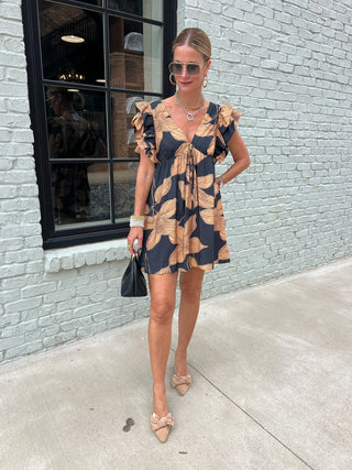 TCEC | Quira Floral Empire Dress Black