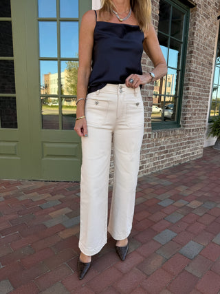 Entro Logan Relaxed Cropped Pants Ecru