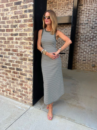 Z Supply | Goodwin Stripe Midi Dress Dark Agave