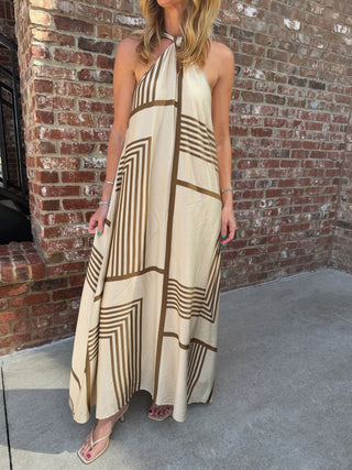 Geo Keyhole Halter  Dress