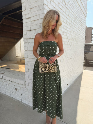 NEEDII - Spot Me Strapless Maxi Olive