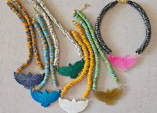 AMULET | African Beads + Large Stone Thunderbird