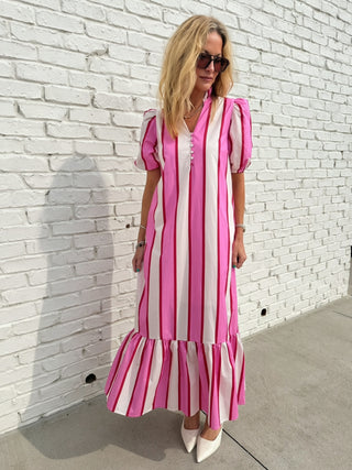 ENTRO | Maggie Stripe Maxi Pink