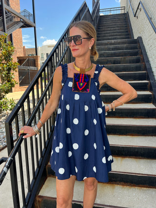 MABLE | Minnie Polka Dress Navy