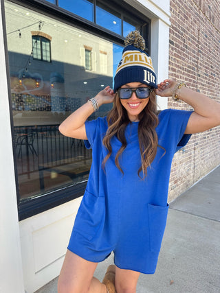 Lalamia | Luna Pocket Romper Royal Blue