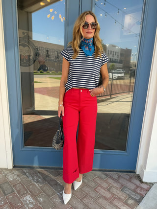 ENTRO | Stroll On Denim Pants Red