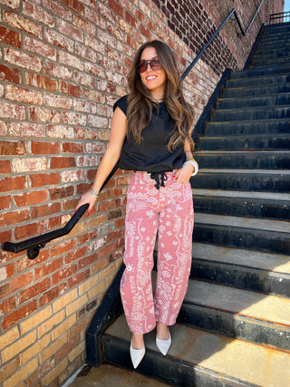 Paisley Barrel Jeans Pink