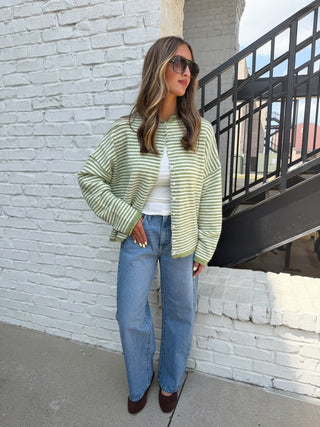 The Keepsake Cardigan Green Stripe