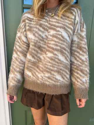 Tessa Zebra Sweater Tan