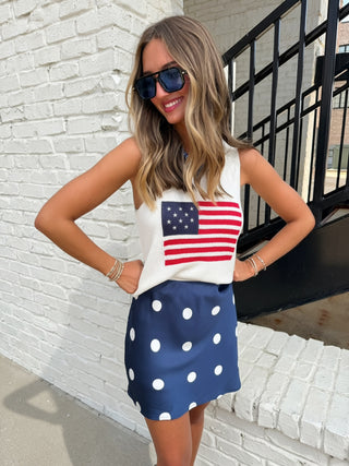 SUNDAY EDITION | Hallie Polka Dot Mini Skirt Navy