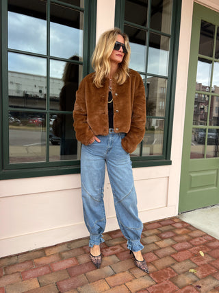 Needii | Samantha Faux Cropped Jacket Brown