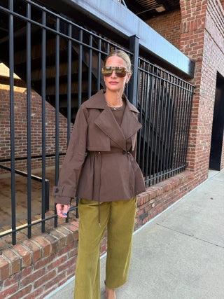 Drawstring Trench Jacket Brown