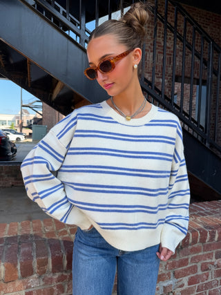 LE LIS | Coastal Stripe Sweater | White/Blue