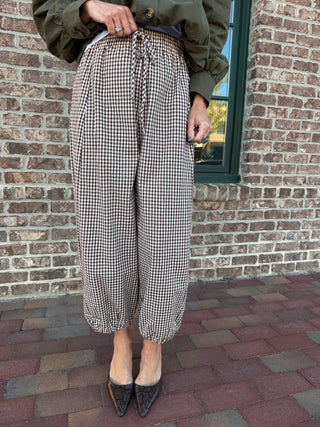 Entro Leah Check Pants Brown