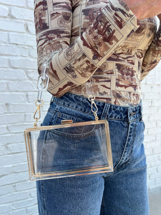 Link Handle Clear Clutch