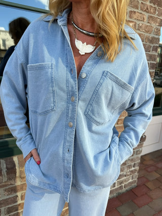 Z SUPPLY | All Day Knit Denim Jacket Ocean Air Indigo