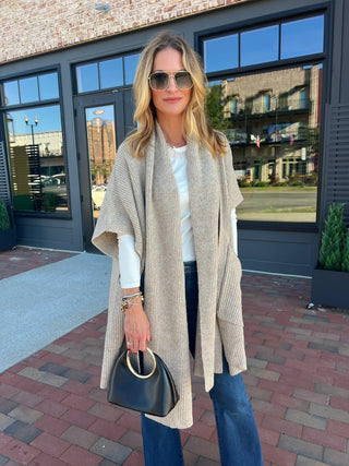 Sage The Label | Brienne Scarf Cardigan Taupe