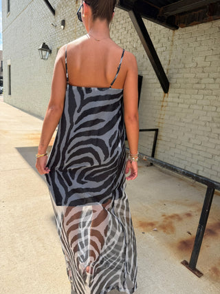 Wild Nights Zebra Sheer Maxi Black