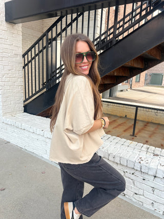 Maggie Boxy Tee Beige