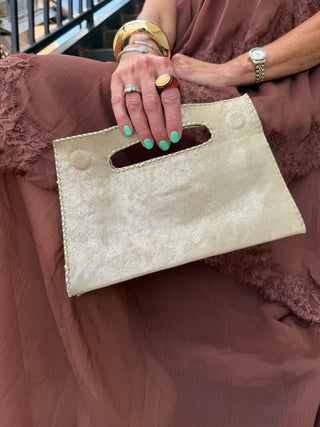 Mich Clutch Suede Leather Gold