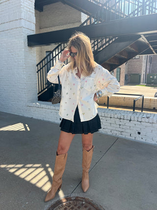 Fade Theory Denim Pleated Skort