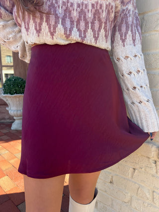 Z Supply | Chambliss Satin Mini Skirt Merlot