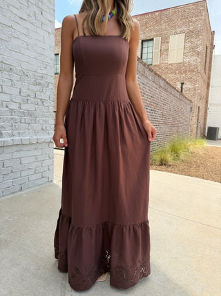 Z SUPPLY | Esti Embroidered Maxi Dress Chocolate Cherry