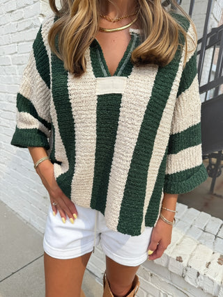 Blythe Striped Sweater Hunter Green