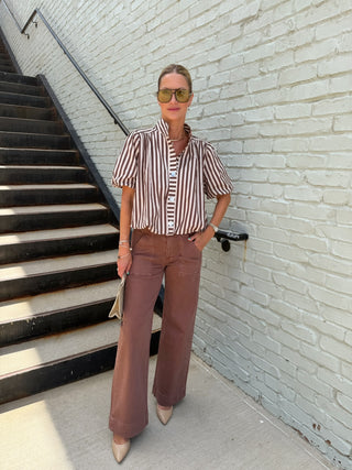 Wyla Vintage Stripe Top Brown