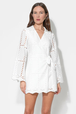 ADELYN RAE | Bella Wrap Eyelet Mini Dress