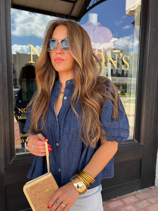 Olivaceous | Bayside Denim Blouse