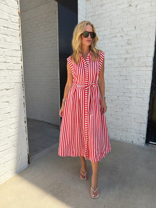 ENTRO | Venise Striped Midi Dress