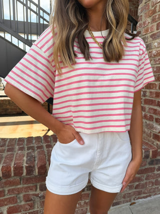 Coastal Classic Crop Tee - Pink