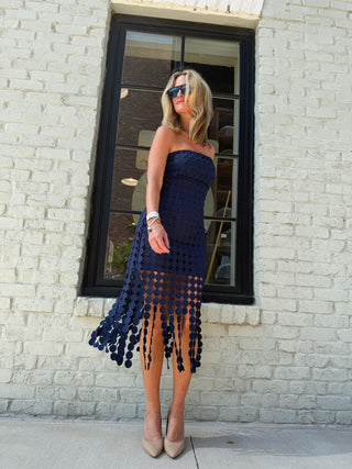 Nikki Lace Midi Dress Navy