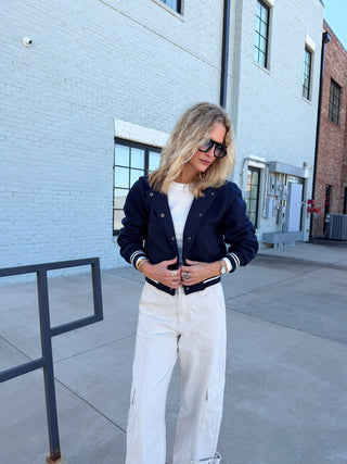 Hallie Bomber Jacket Navy