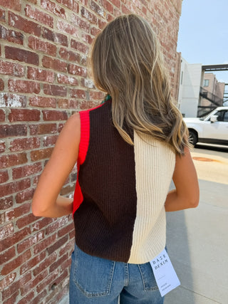 Averi Knit Vest Burgundy/Red