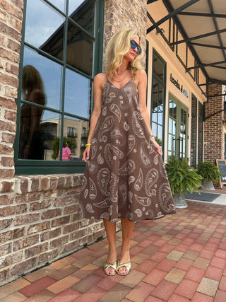 Paisley Print Flowy Midi Dress