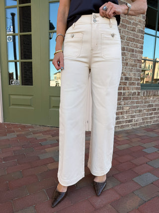 Entro Logan Relaxed Cropped Pants Ecru
