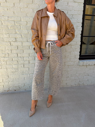 Kelly Leopard Barrel Jeans Grey Leopard