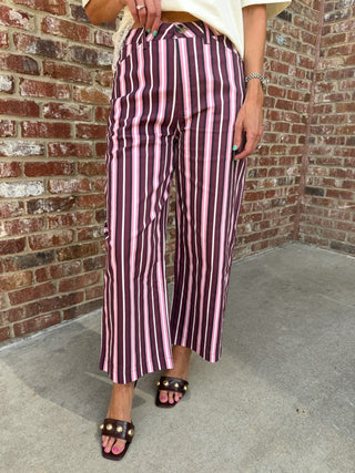 Liz Stripe Pants Plum/Pink