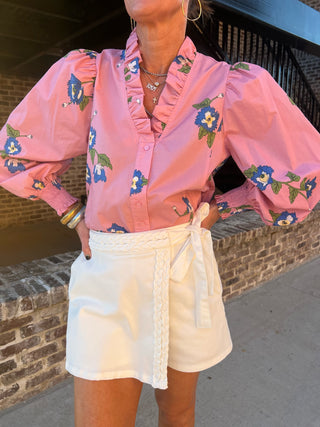 Entro Zella Printed Cuff LS Top Pink