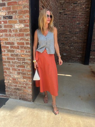 Dress Forum | Mora Linen Midi Skirt Orange
