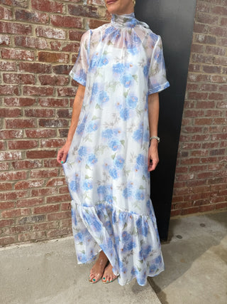 ENTRO | Mist Floral Midi Dress Blue