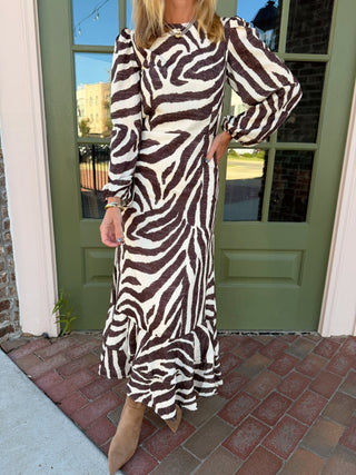 Margot Dress Zebra Print Brown