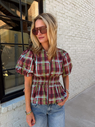 Gwen Short Sleeve Top Burgundy