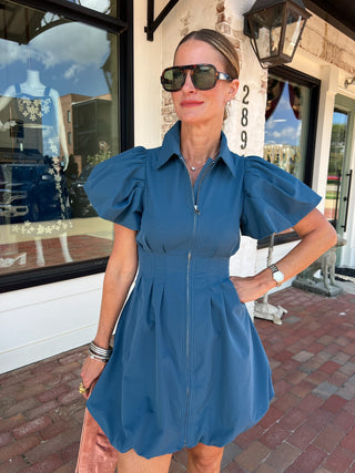 Tutor Bubble Dress Teal