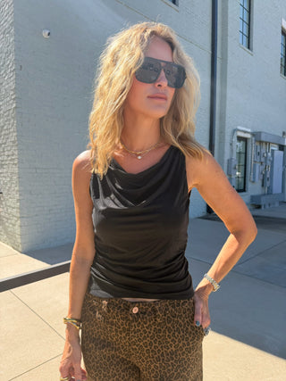 Tatum Stretch Sleeveless Knit Top Black