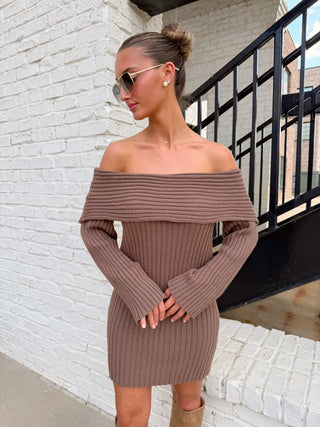 Lyla Sweater Mini Dress Brown