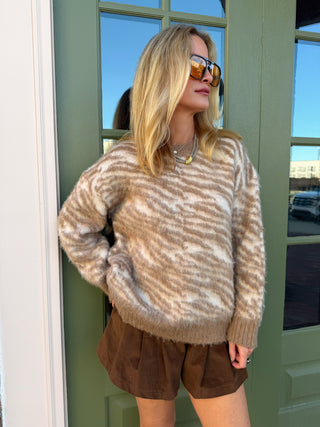 Tessa Zebra Sweater Tan