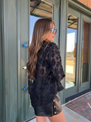 Heyson | Ally Textured Button Blouse Black